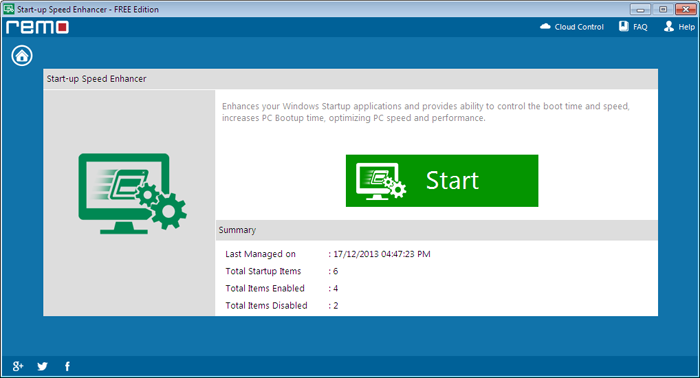 Increase Laptop Boot Speed - Speed Enhancer Main Screen